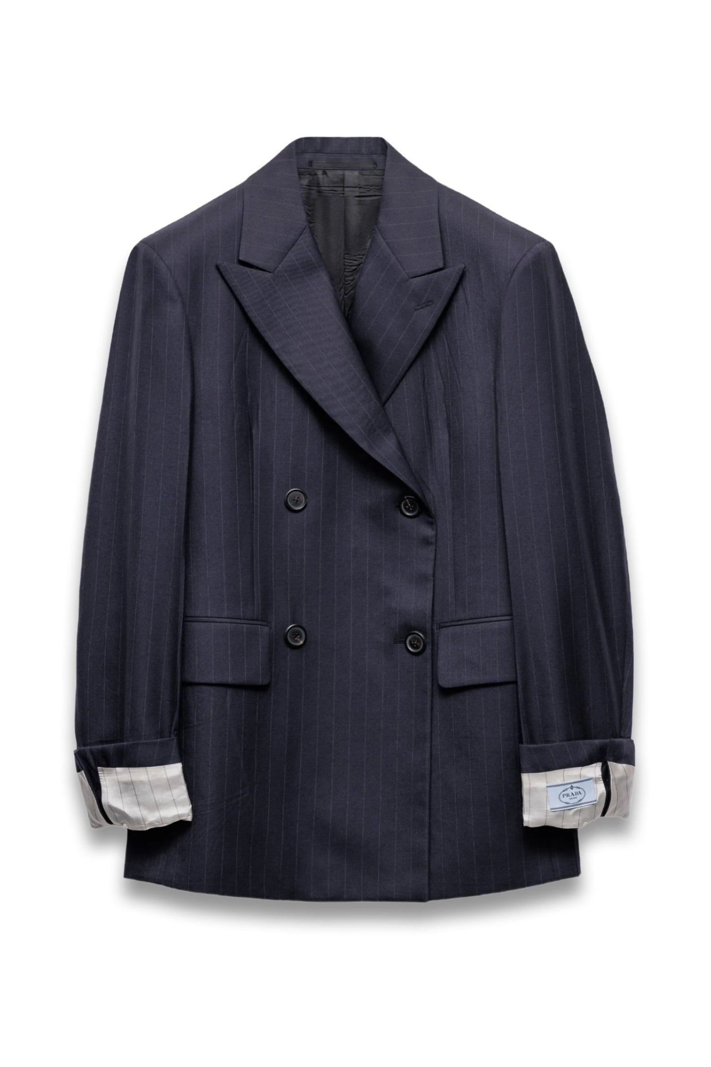 Double Breasted Pinstriped Wool Jacket