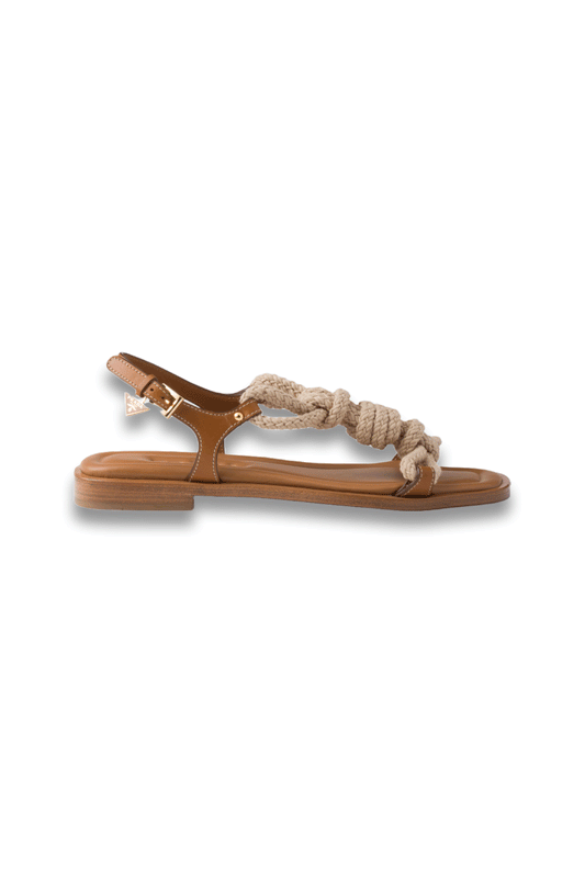 Flat Leather and Cord Sandals