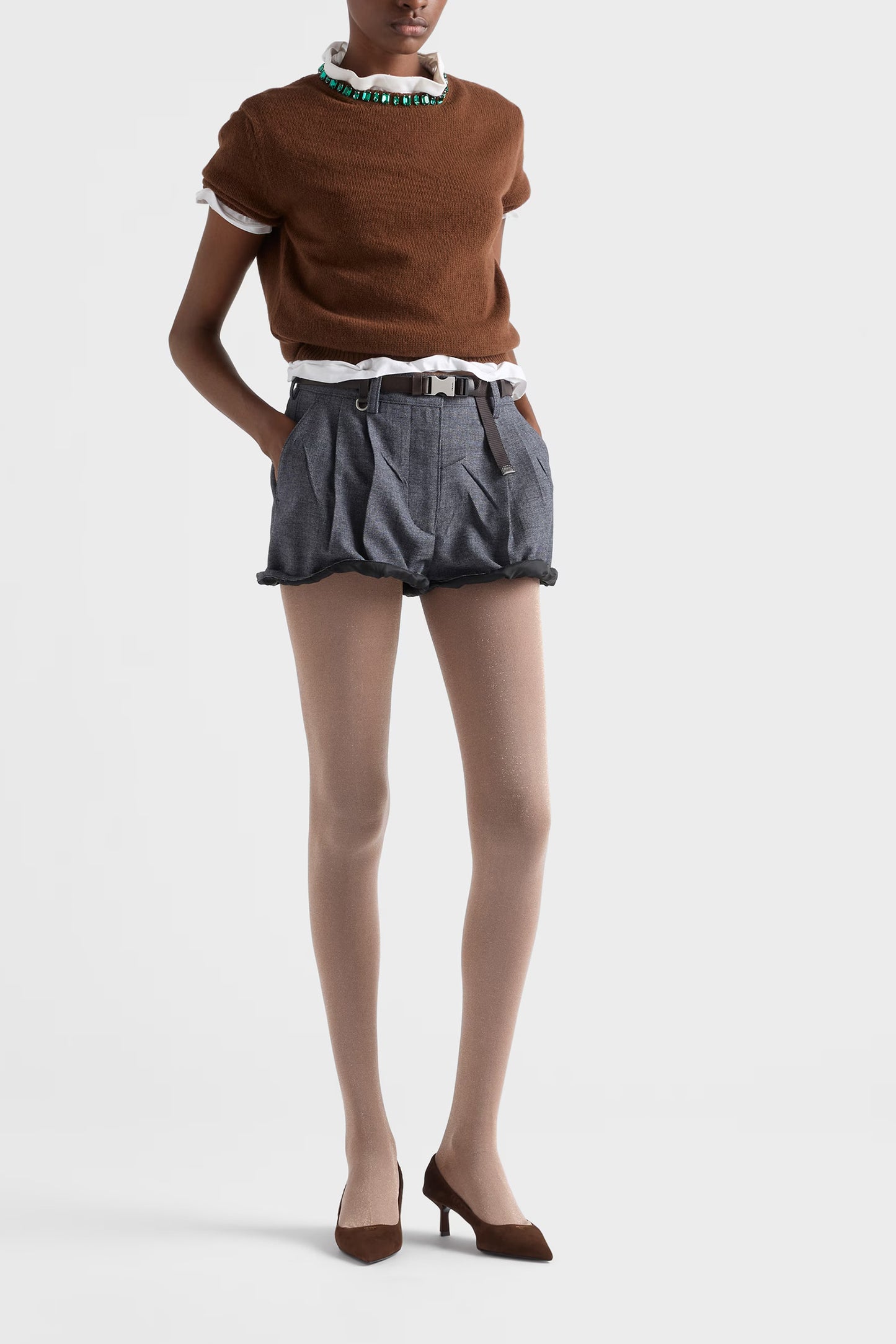 Wool and cashmere Crew-neck Sweater in Tobacco