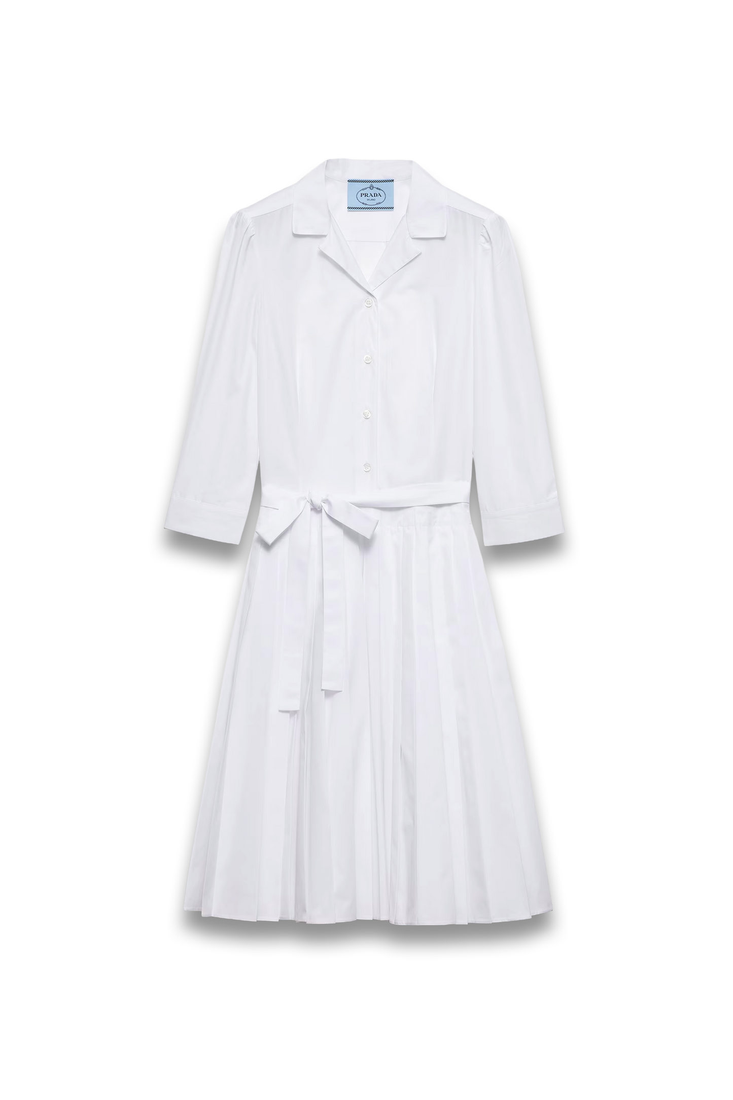 Pleated Poplin Shirt Dress