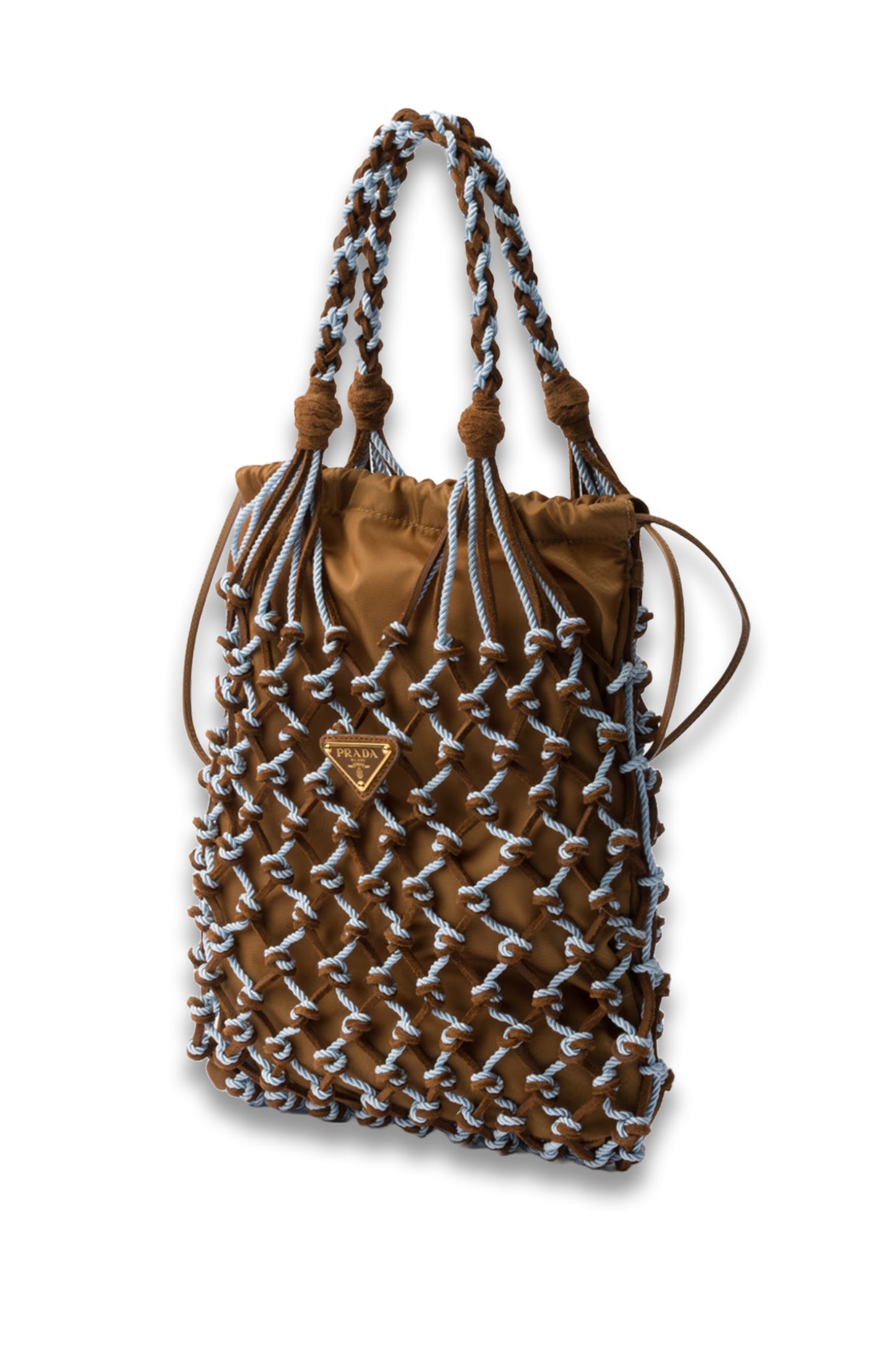 Noué Small Macramé And Suede Bag