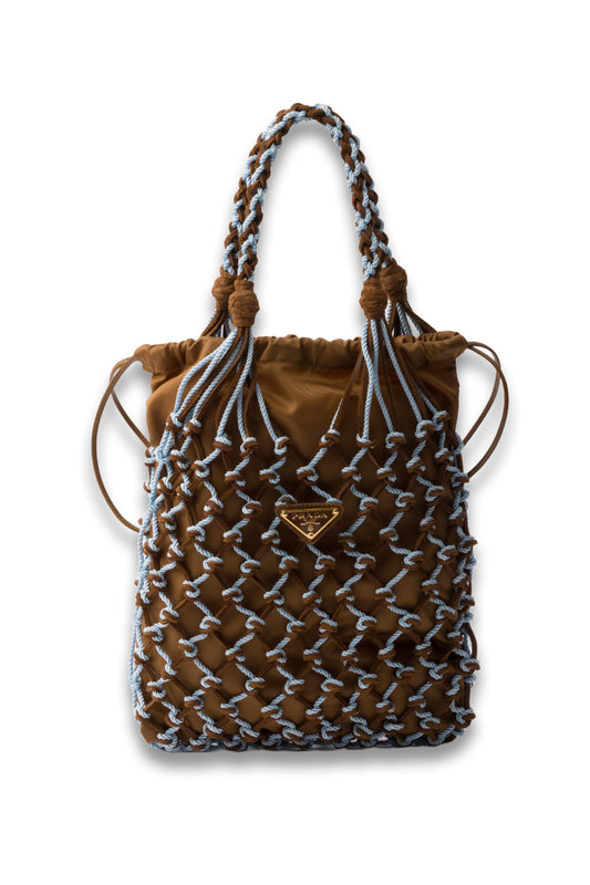 Noué Small Macramé And Suede Bag