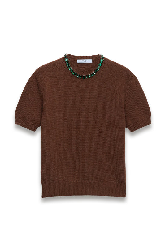 Wool and cashmere Crew-neck Sweater in Tobacco
