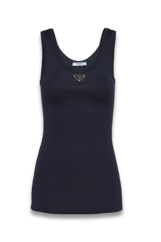 Ribbed Knit Top in Navy
