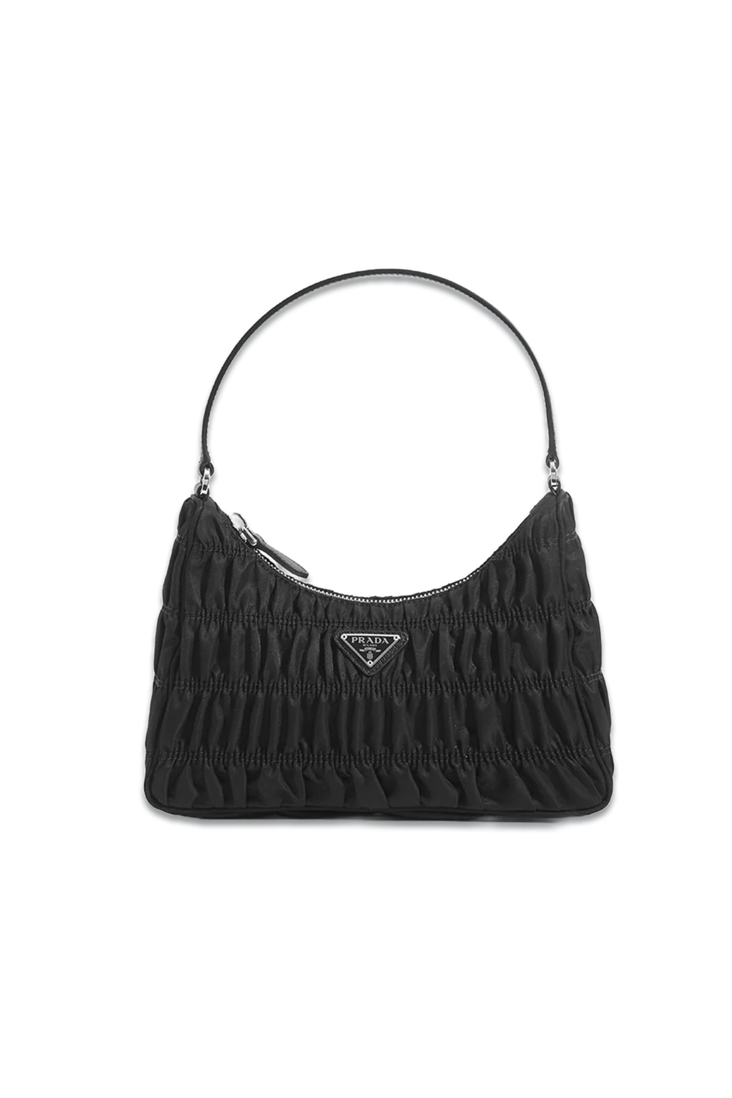 Re-edition 2000 Hobo Bag in Ruched Black Nylon