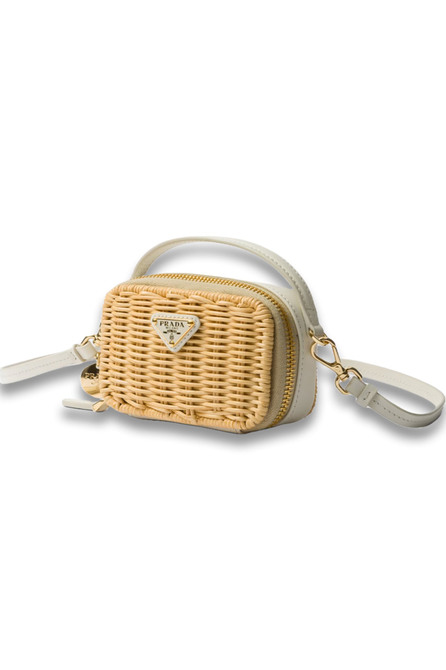Wicker And Leather Mini-Pouch