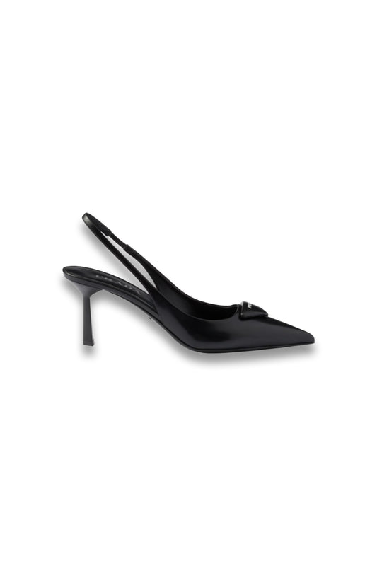 Brushed Leather Slingback Pumps