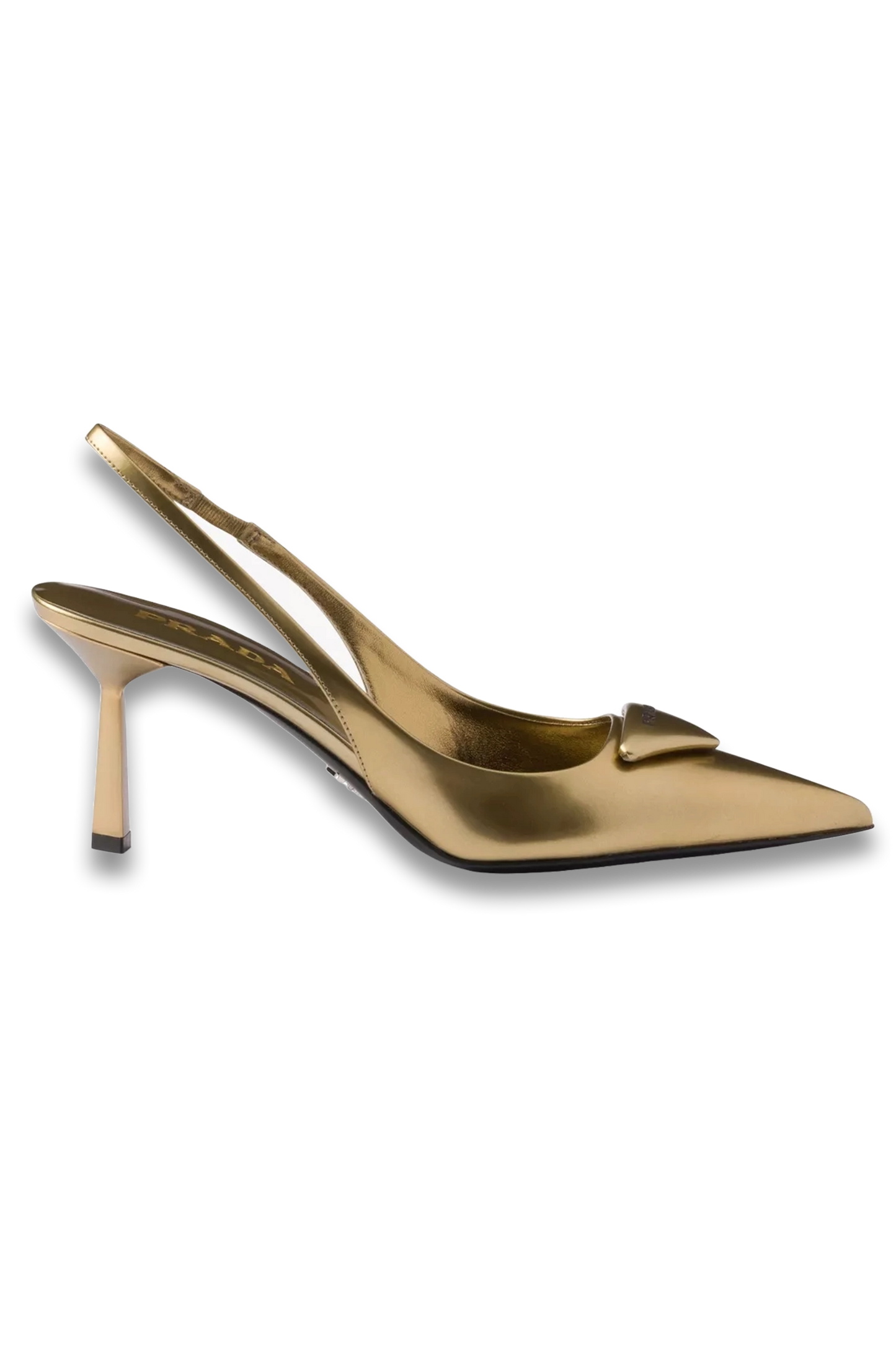 Brand-Plaque Metallic-Leather Slingback Courts