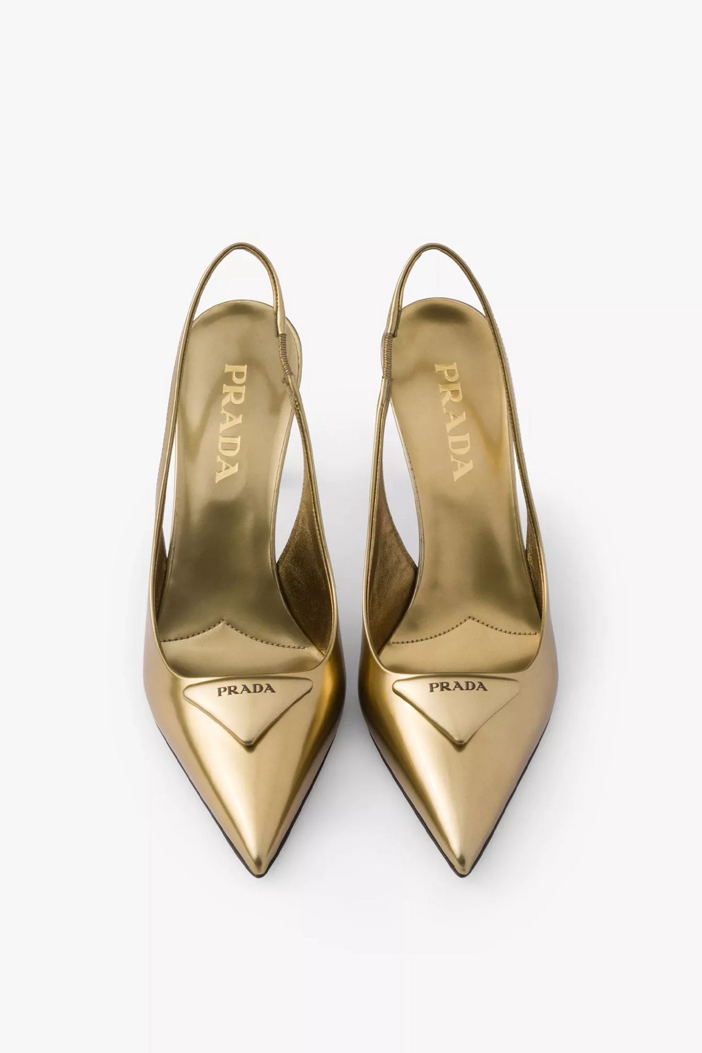 Brand-Plaque Metallic-Leather Slingback Courts