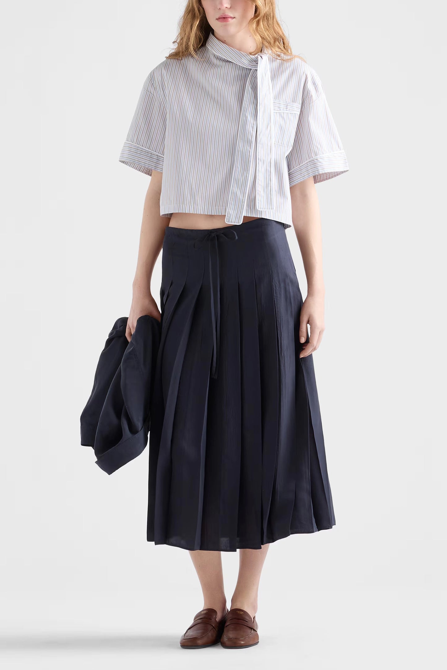 Pleated Silk Midi-skirt