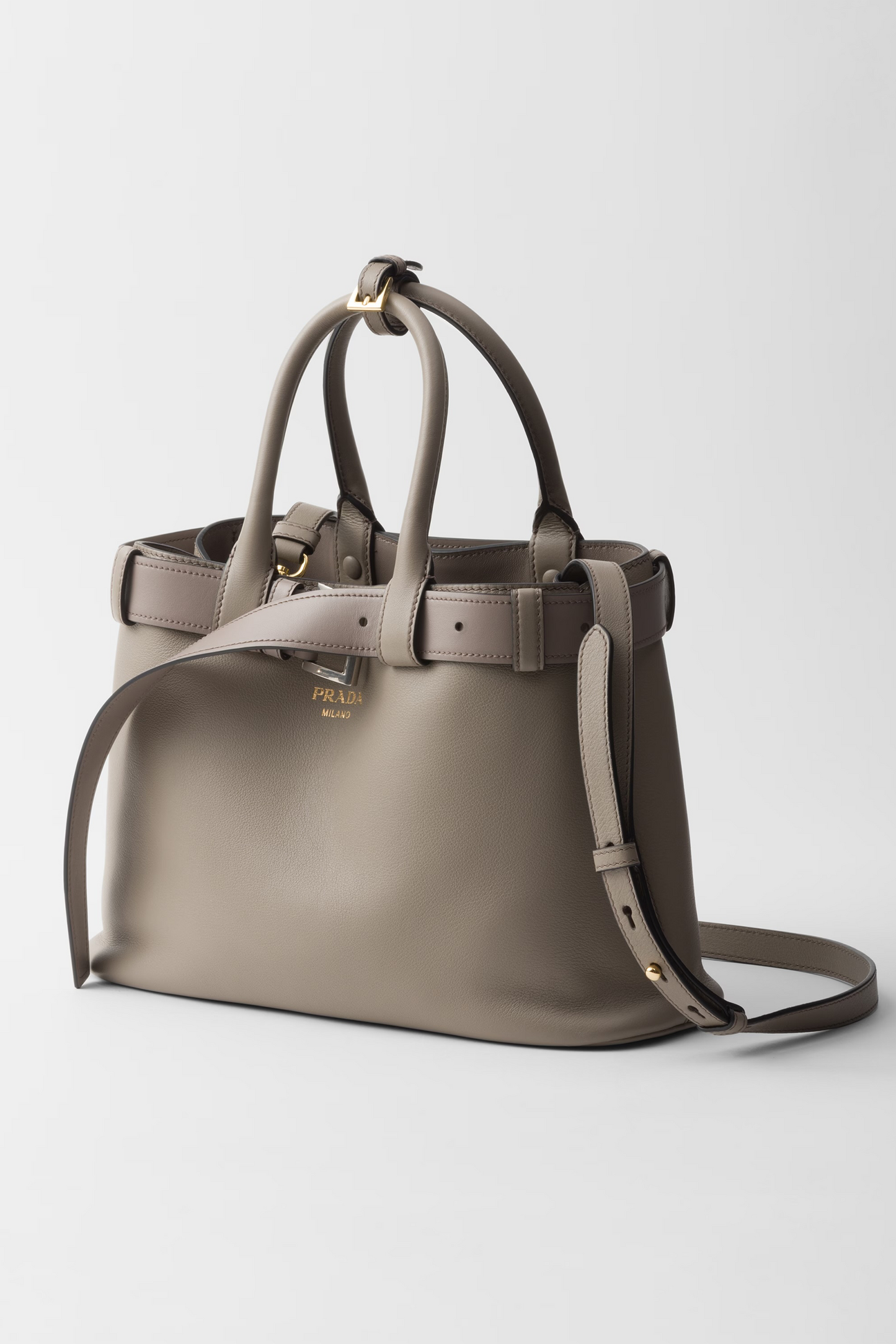 Buckle Small Leather Handbag with Belt