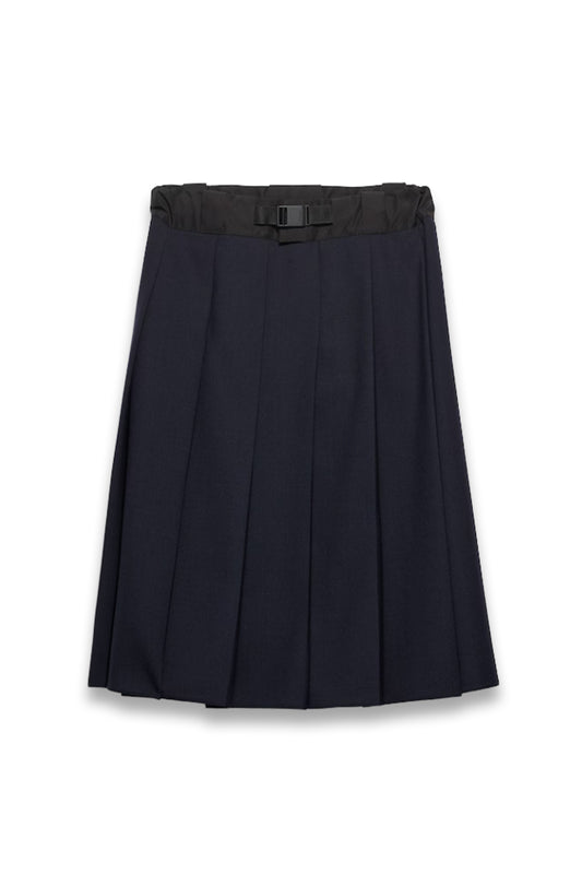 Hopsack and Technical Fabric Midi-skirt