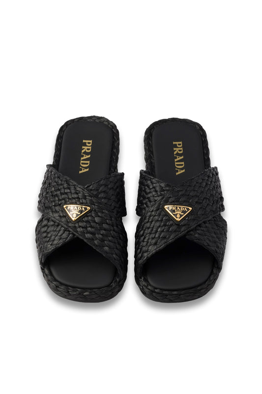Raffia Crisscross Slides