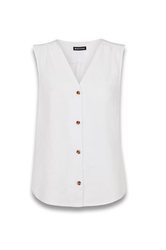 White Laura Linen Tank