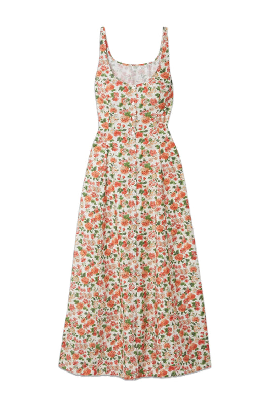 Lantana Floral-Print Organic Cotton-Poplin Midi Dress