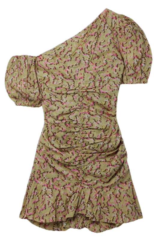 Lecia One-Shoulder Printed Cotton-Voile Mini Dress