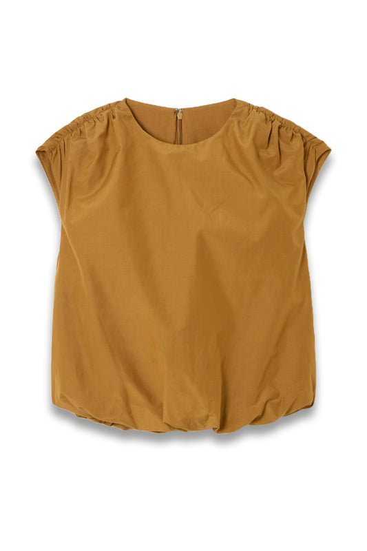 Cosma Gathered Cotton and Silk-Blend Voile Top