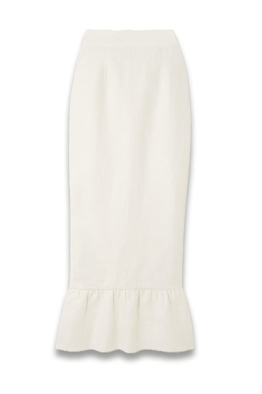 Matilda Ruffled Linen Midi Skirt