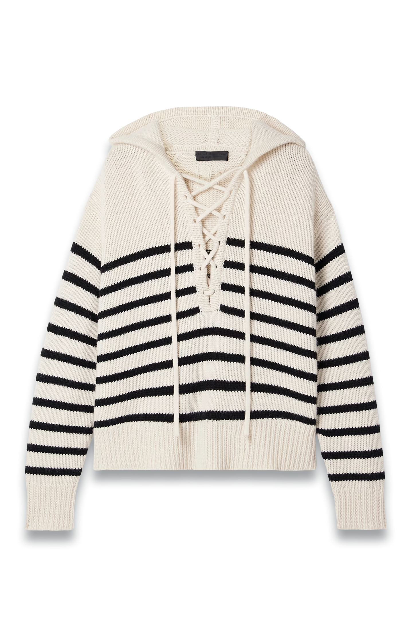 Noemi Lace-Up Striped Cashmere Hoodie
