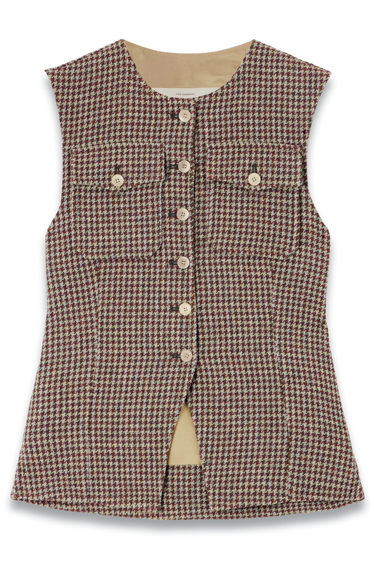 Lucia Houndstooth Wool-Tweed vest