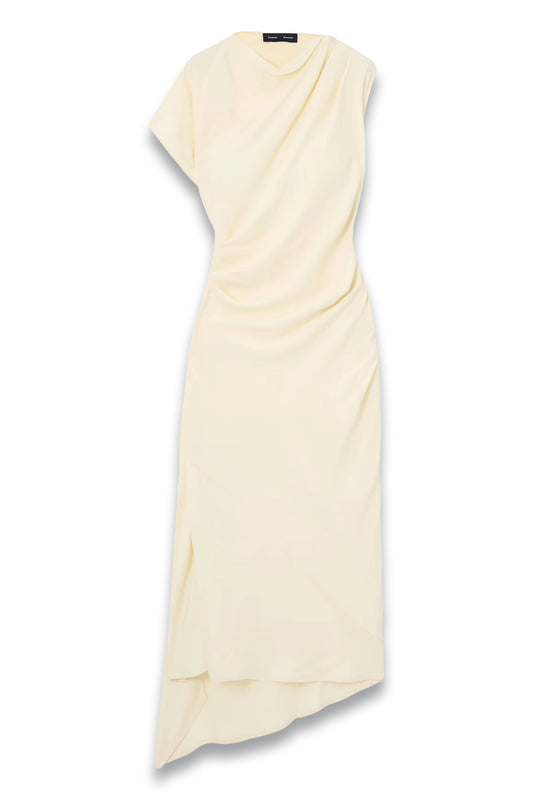 Hallie Draped Ruched Twill Midi Dress