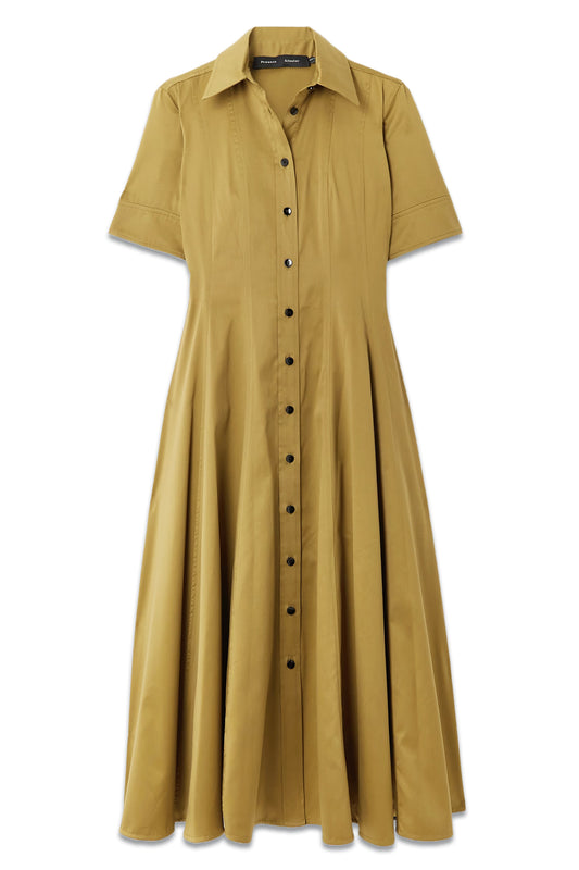 Belted Paneled Cotton and Silk-blend Midi Shirt Dress