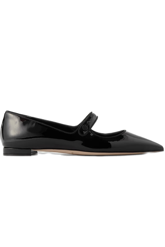 Campari grosgrain-trimmed patent-leather ballet flats