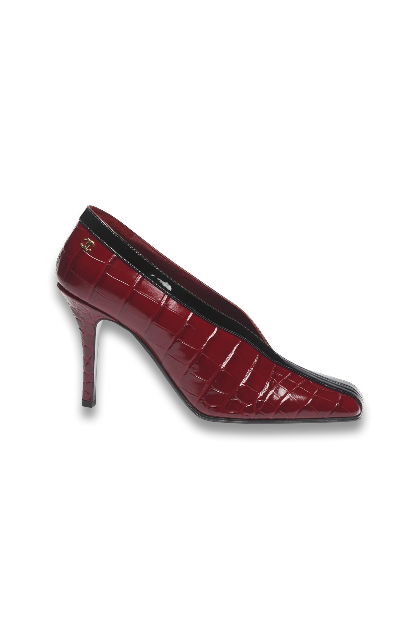 Spring Summer 2026 Pumps - Crocodile Embossed Calfskin & Patent Calfskin  Burgundy & Black