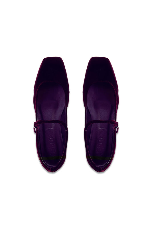 Uma Velvet Mary Jane Ballet Flats Purple