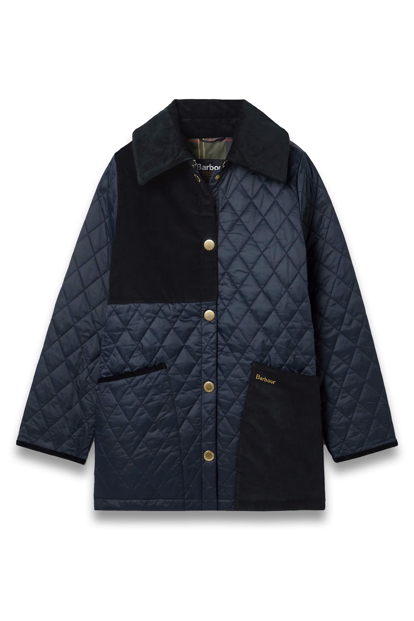 Reeth paneled cotton-corduroy- trimmed quilted padded shell jacket