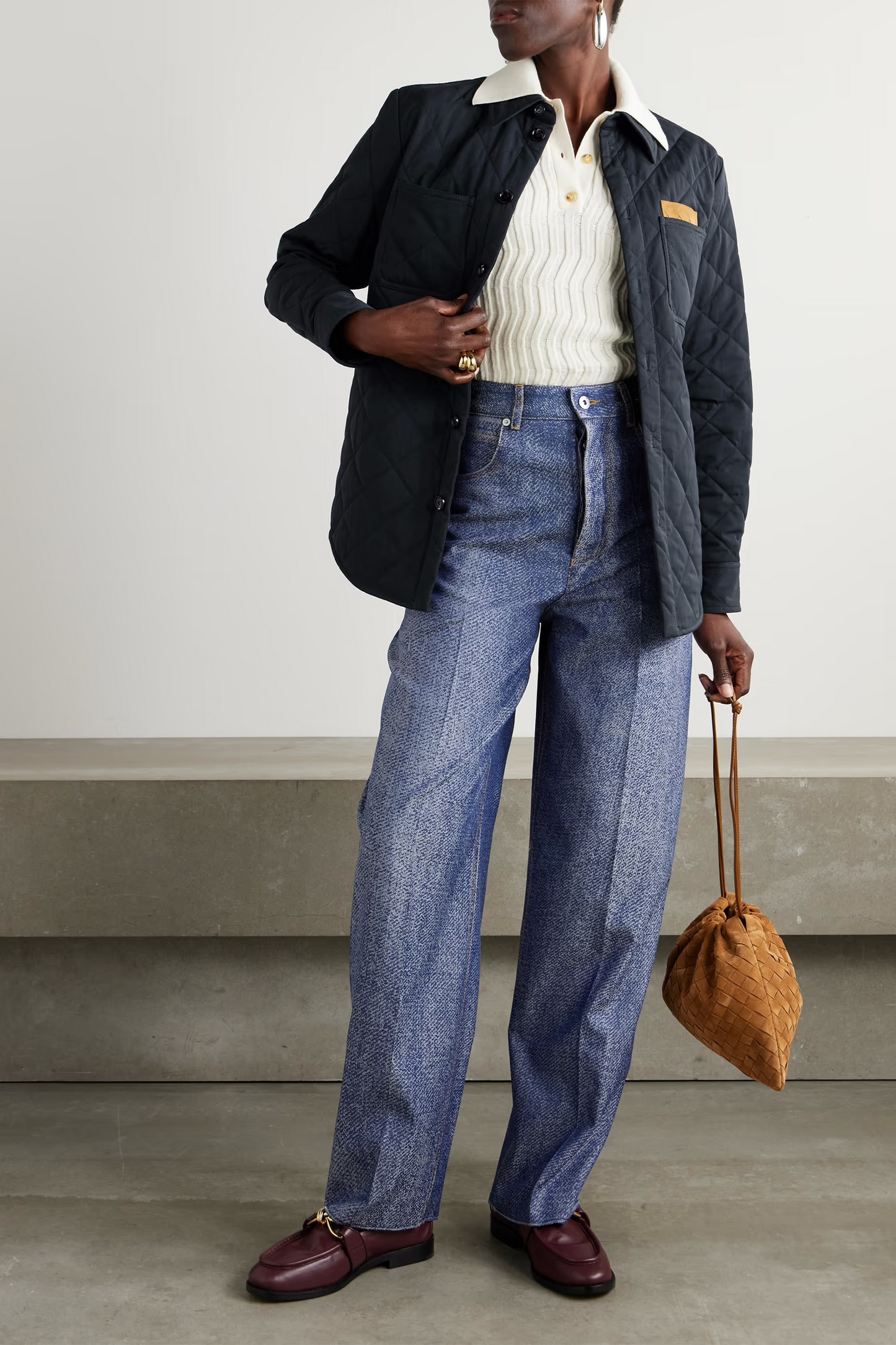 Suede-trimmed Quilted Cotton-blend Shell Jacket