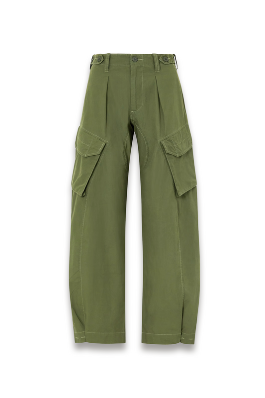 Cotton Barrel-leg Cargo Pants