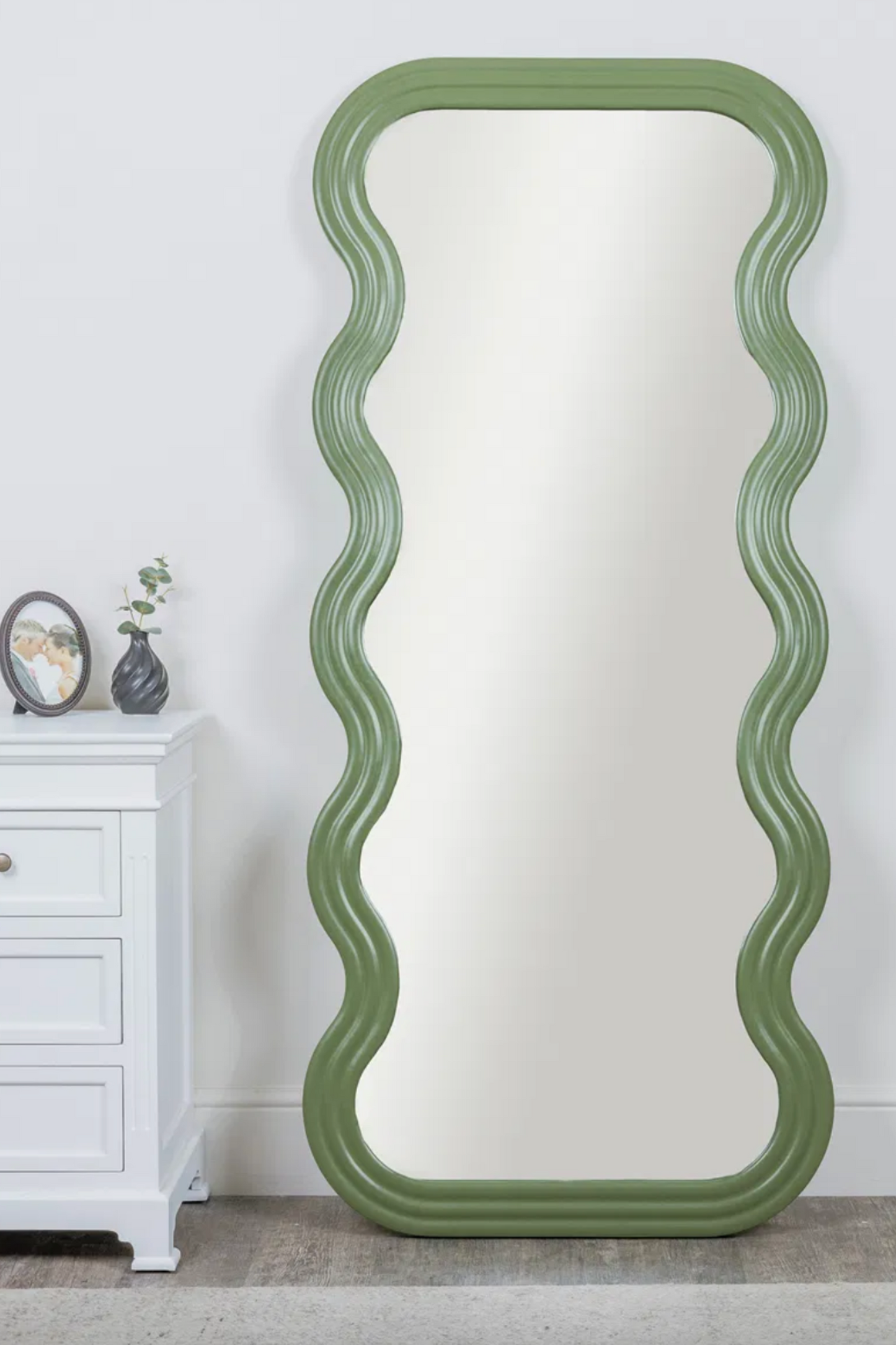 Full Length Wavy Olive Green Mirror