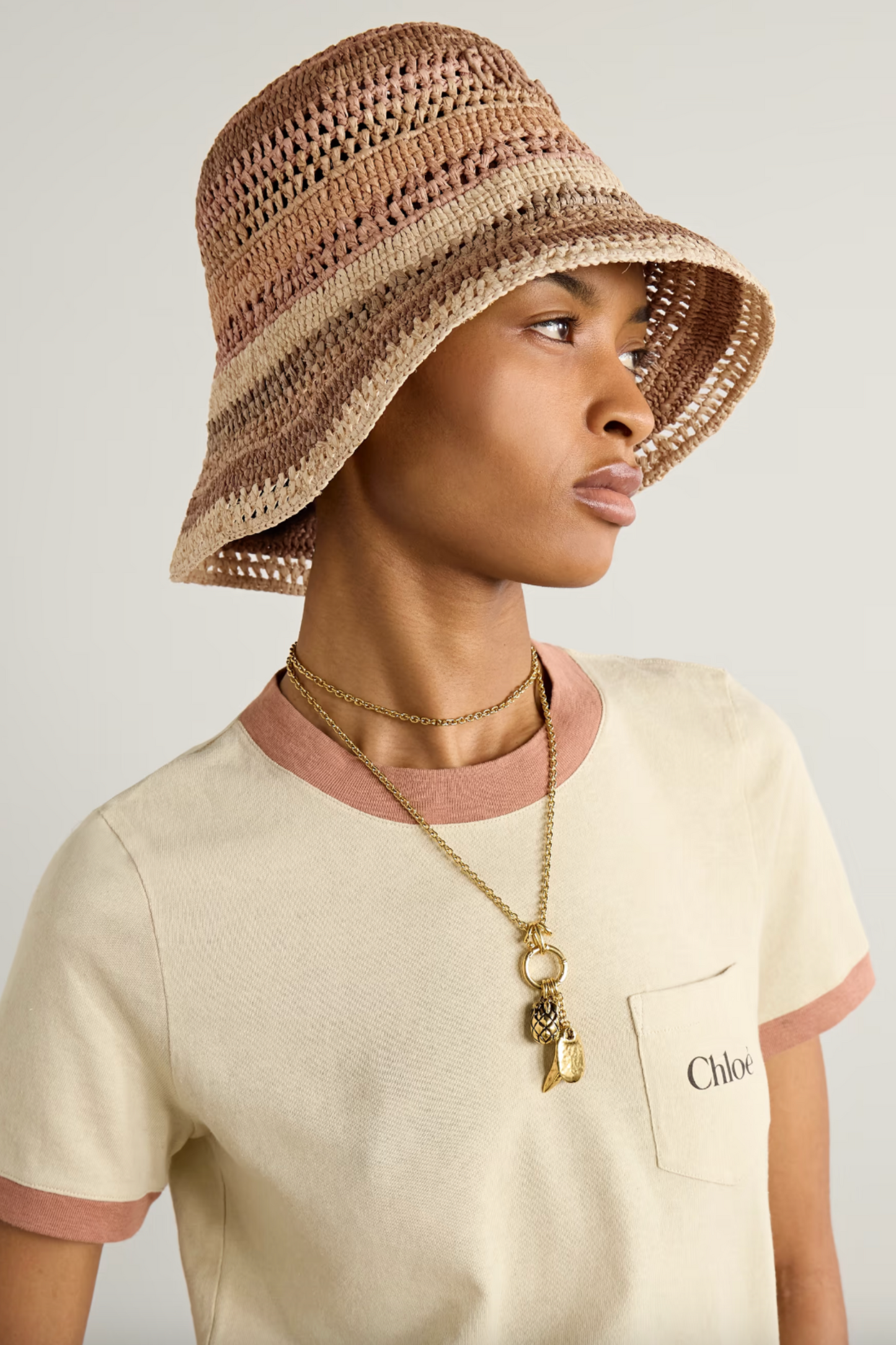 Sunset Embroidered Striped Raffia Hat