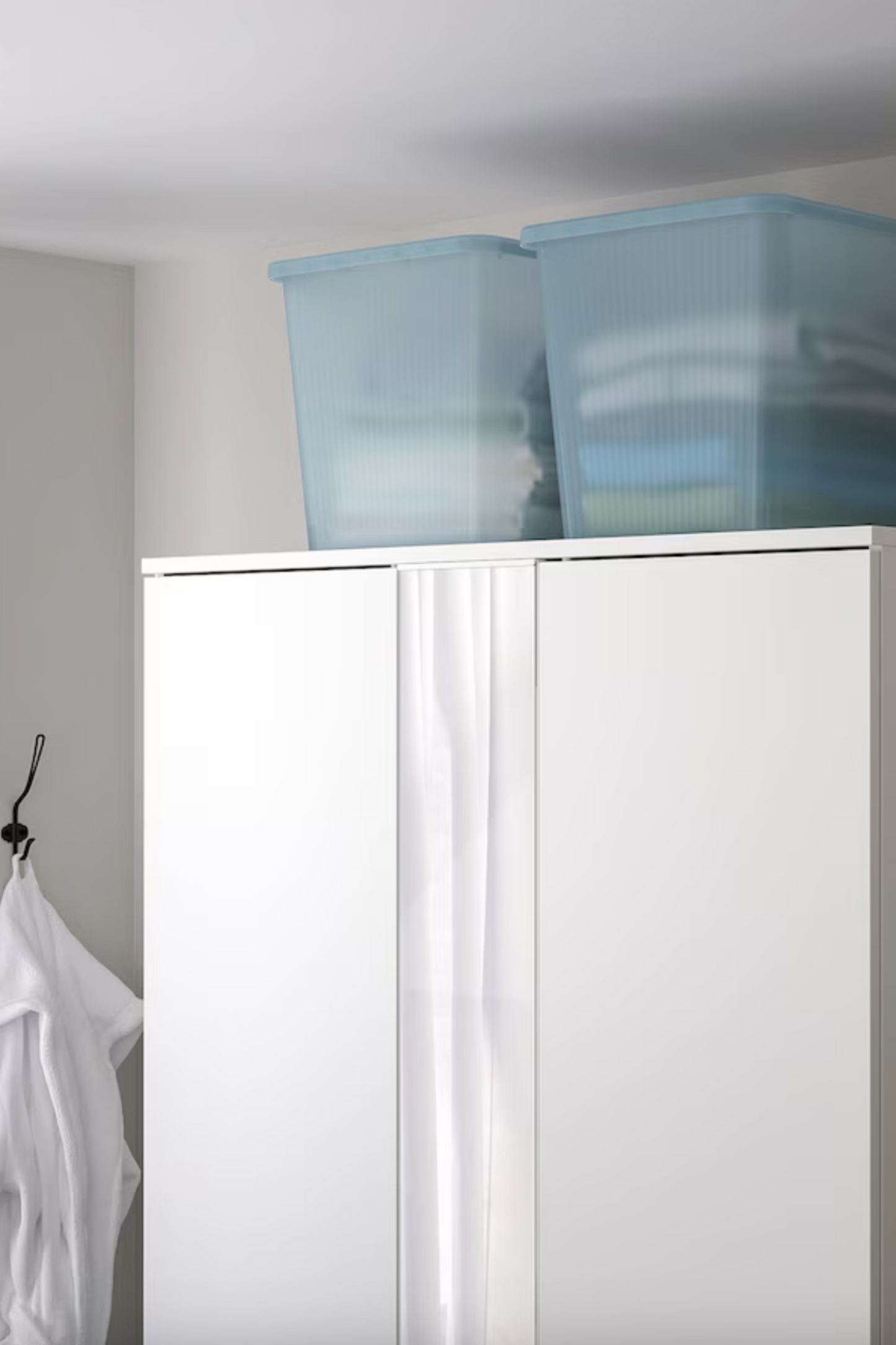 RYKTA - Storage Box with Lid in Transparent Grey-Blue