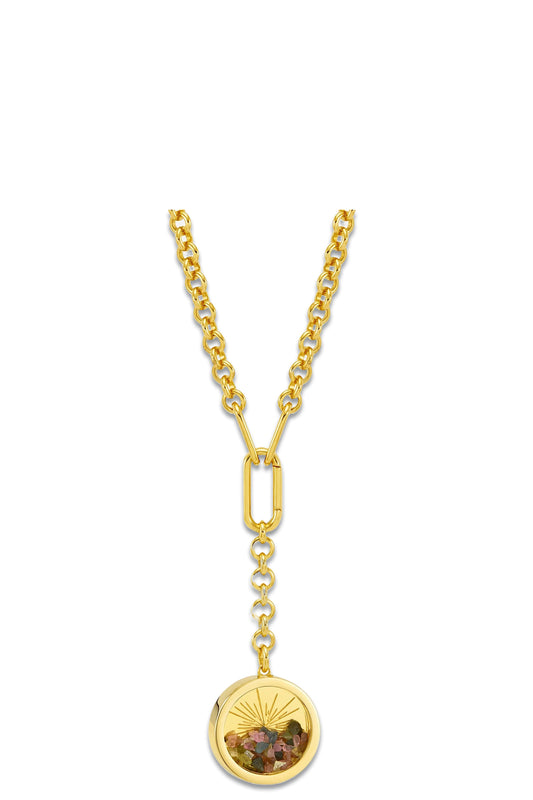 Statement Birthstone Hardware Deco Sun Amulet Necklace