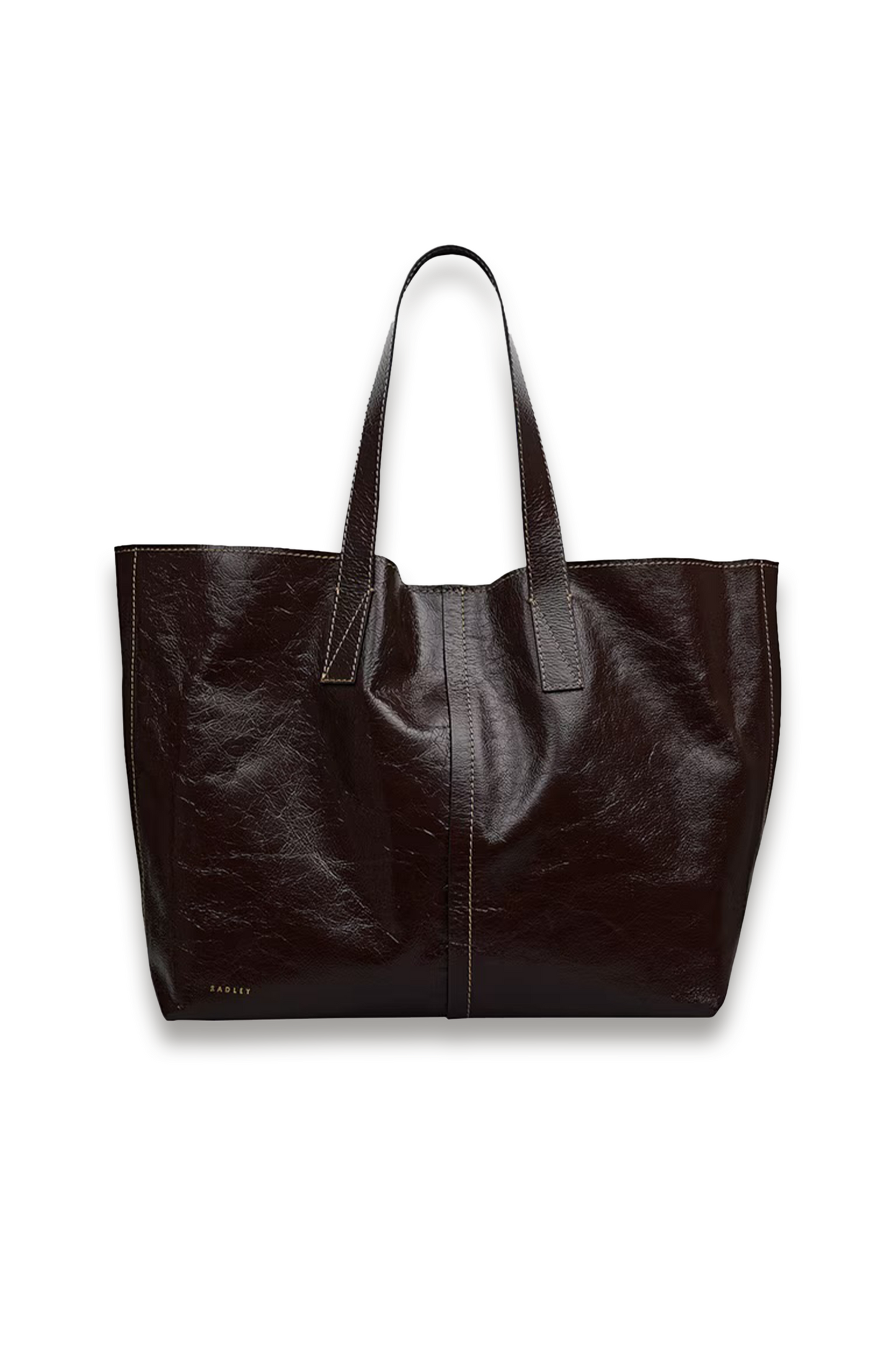Broadway Market Oversized Leather Shoulder Bag in Dark Oak