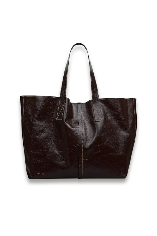 Broadway Market Oversized Leather Shoulder Bag in Dark Oak