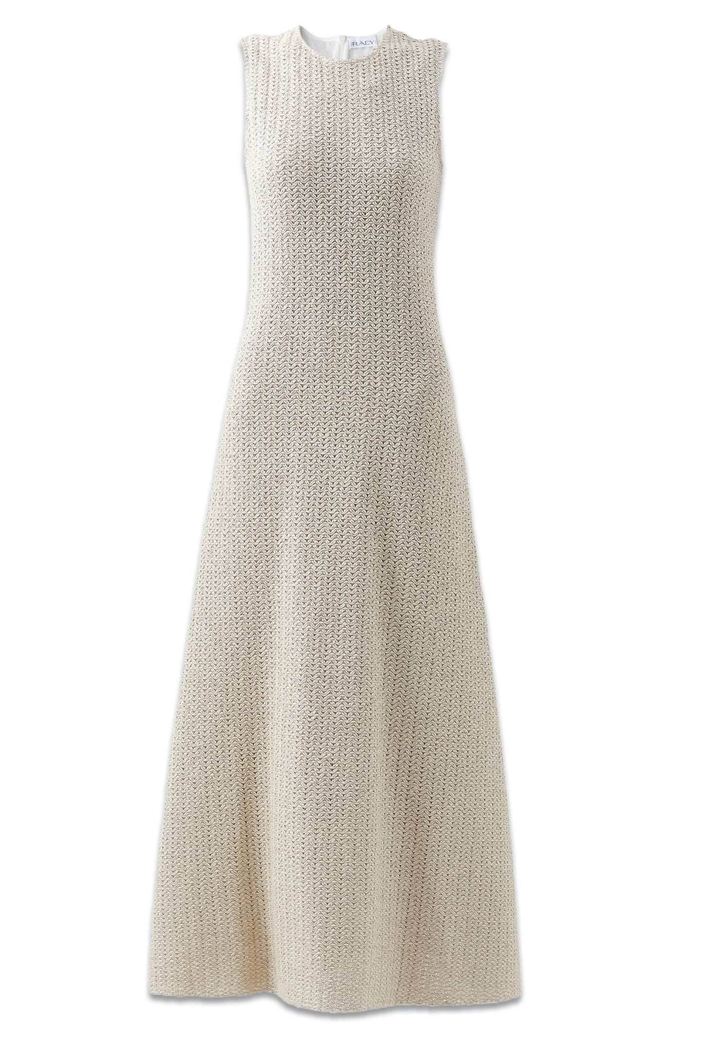 Sleeveless Nylon-Blend Raffia Shift Dress