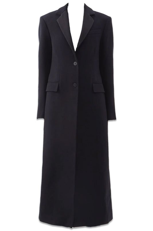 Martingale-belt Longline Wool Tuxedo Coat
