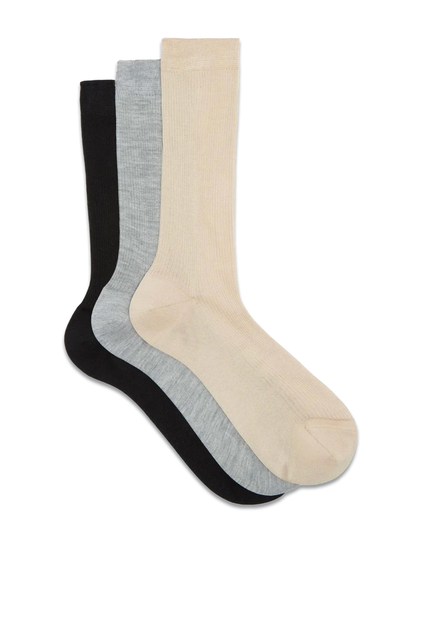 Pack of Three Ribbed Silk Socks