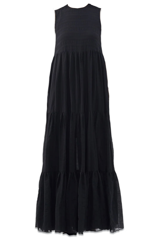 Sheer Mega-tiered Cotton Dress