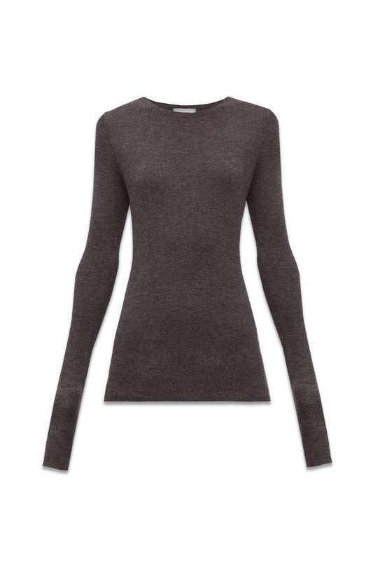 Crew-Neck Fine-Rib Cashmere Sweater