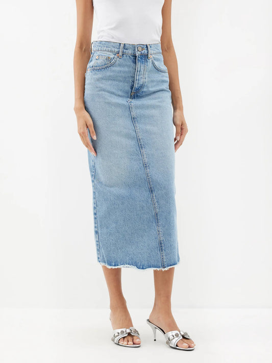 Split-back Organic-cotton Denim Skirt