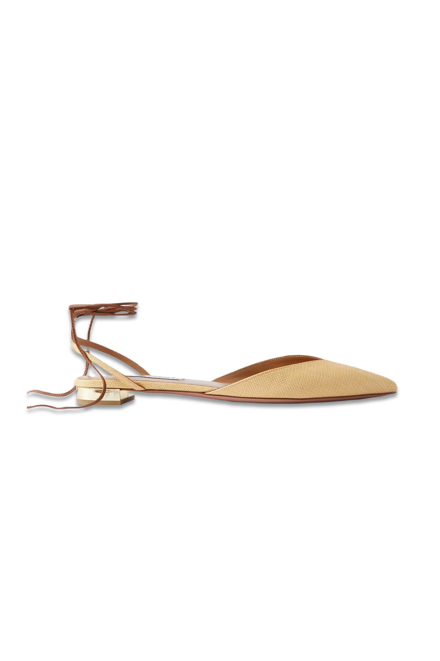 Beyond Leather-trimmed Woven Raffia Point-toe Flats