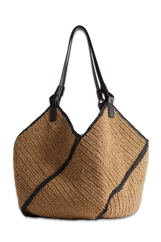 Farrah Woven Diagonal Seam Tote Bag