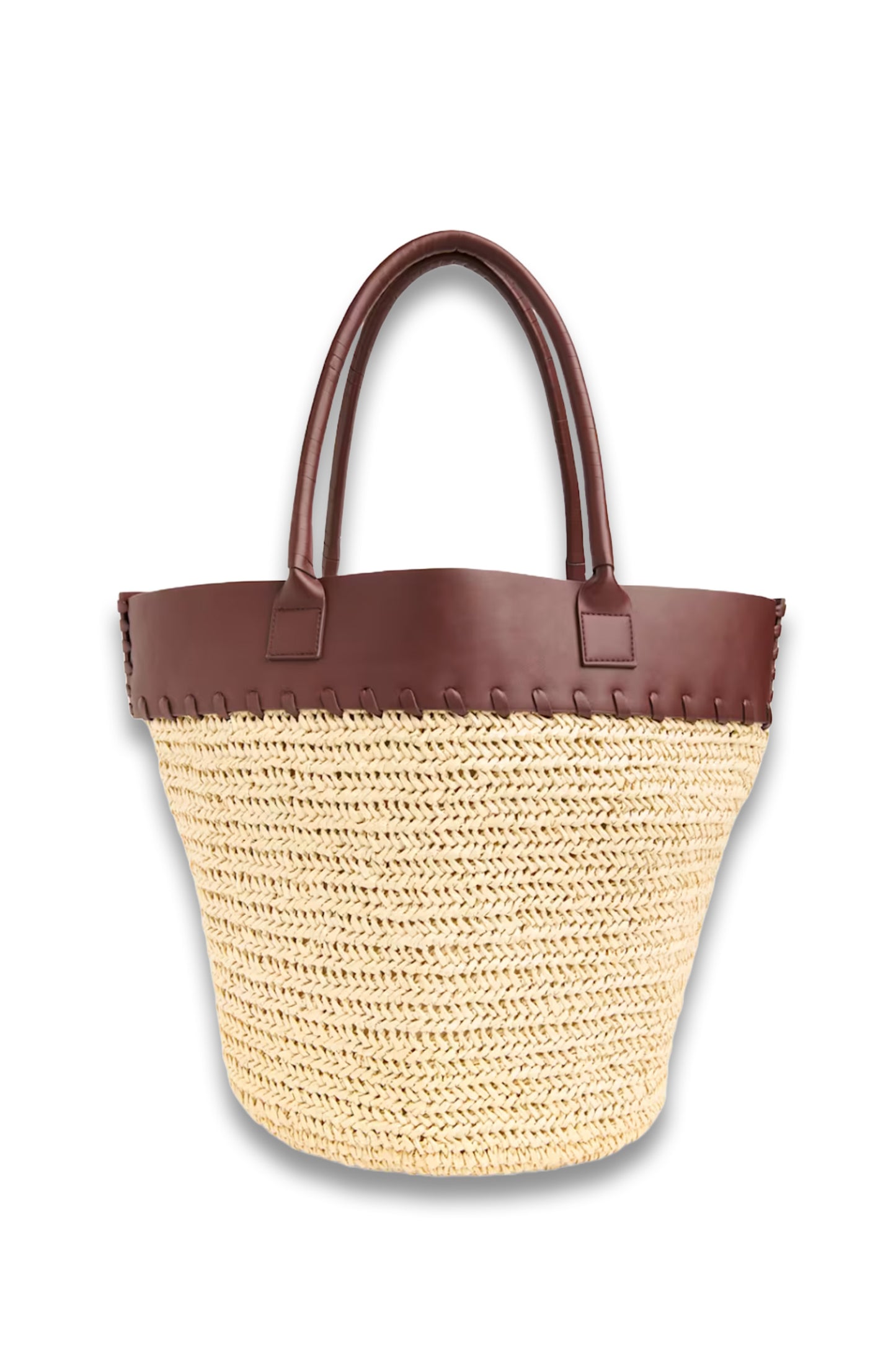 Neutral Ruhi Collar Straw Tote