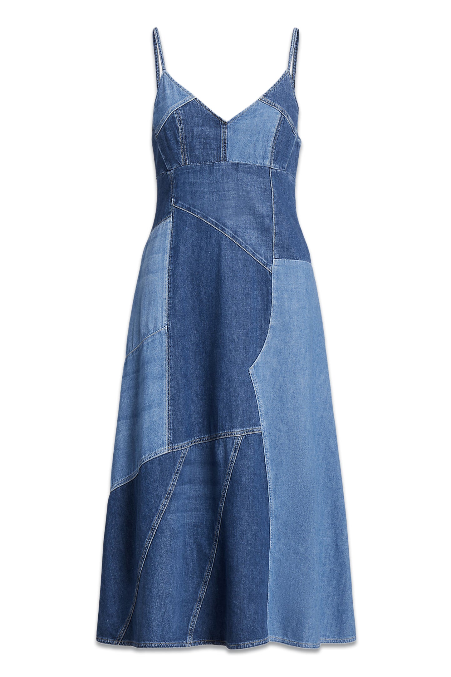 Denim Patchwork Sleeveless Dress