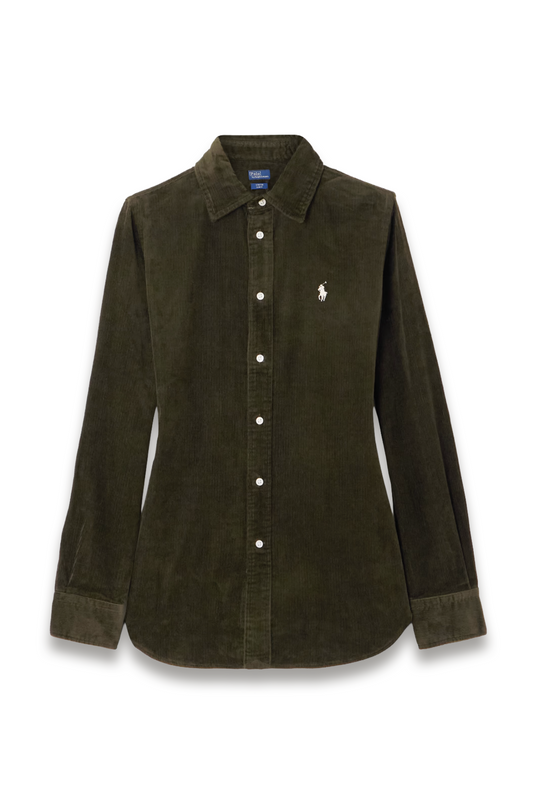 Embroidered Cotton-blend Corduroy Shirt