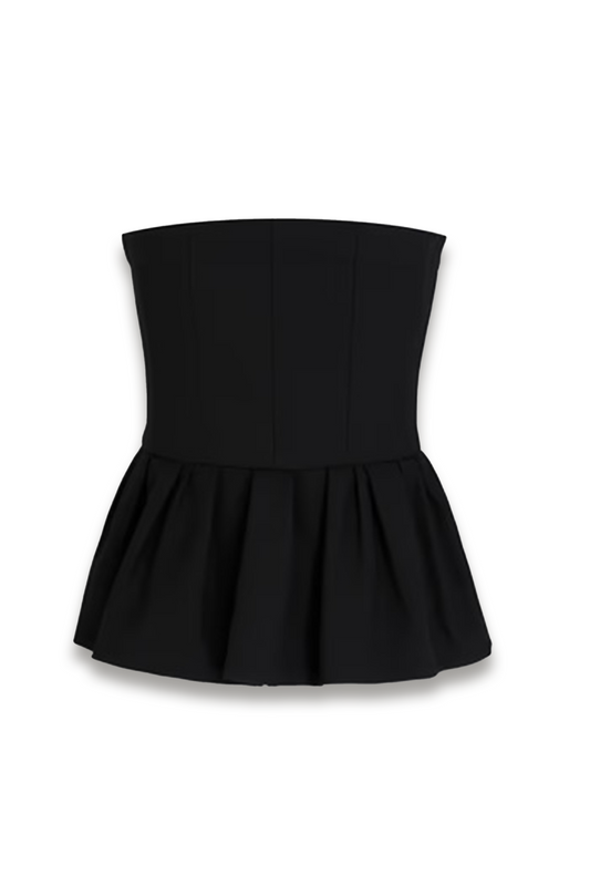 Strapless Twill Peplum Top